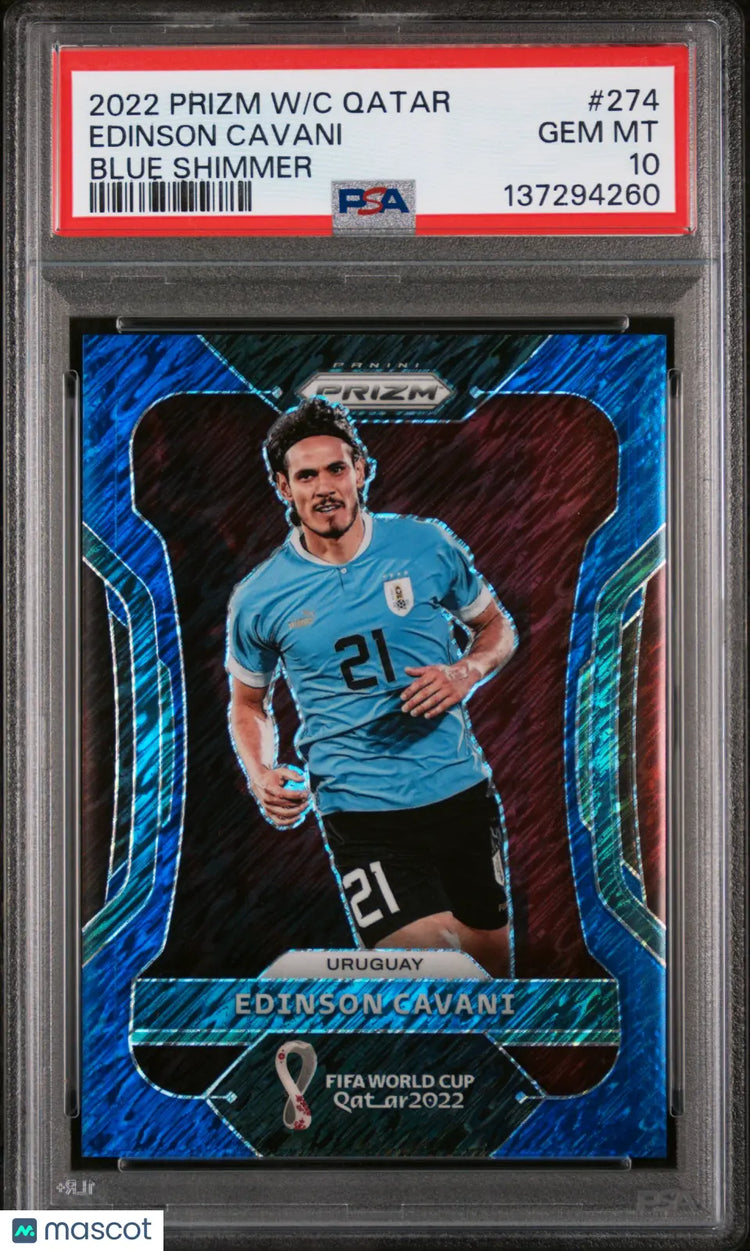 2022 Panini Prizm World Cup Qatar Blue Shimmer Edinson Cavani #274 /5 PSA 10 