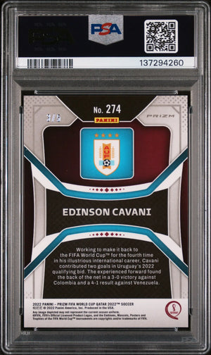 2022 Panini Prizm World Cup Qatar Blue Shimmer Edinson Cavani #274 /5 PSA 10 