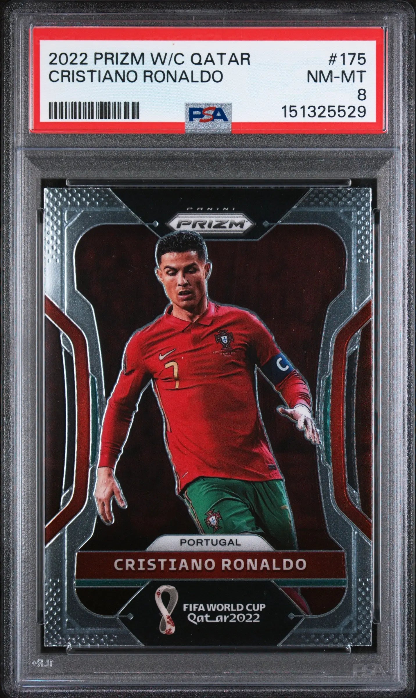 2022 Panini Prizm World Cup Qatar Cristiano Ronaldo #175 PSA 8 