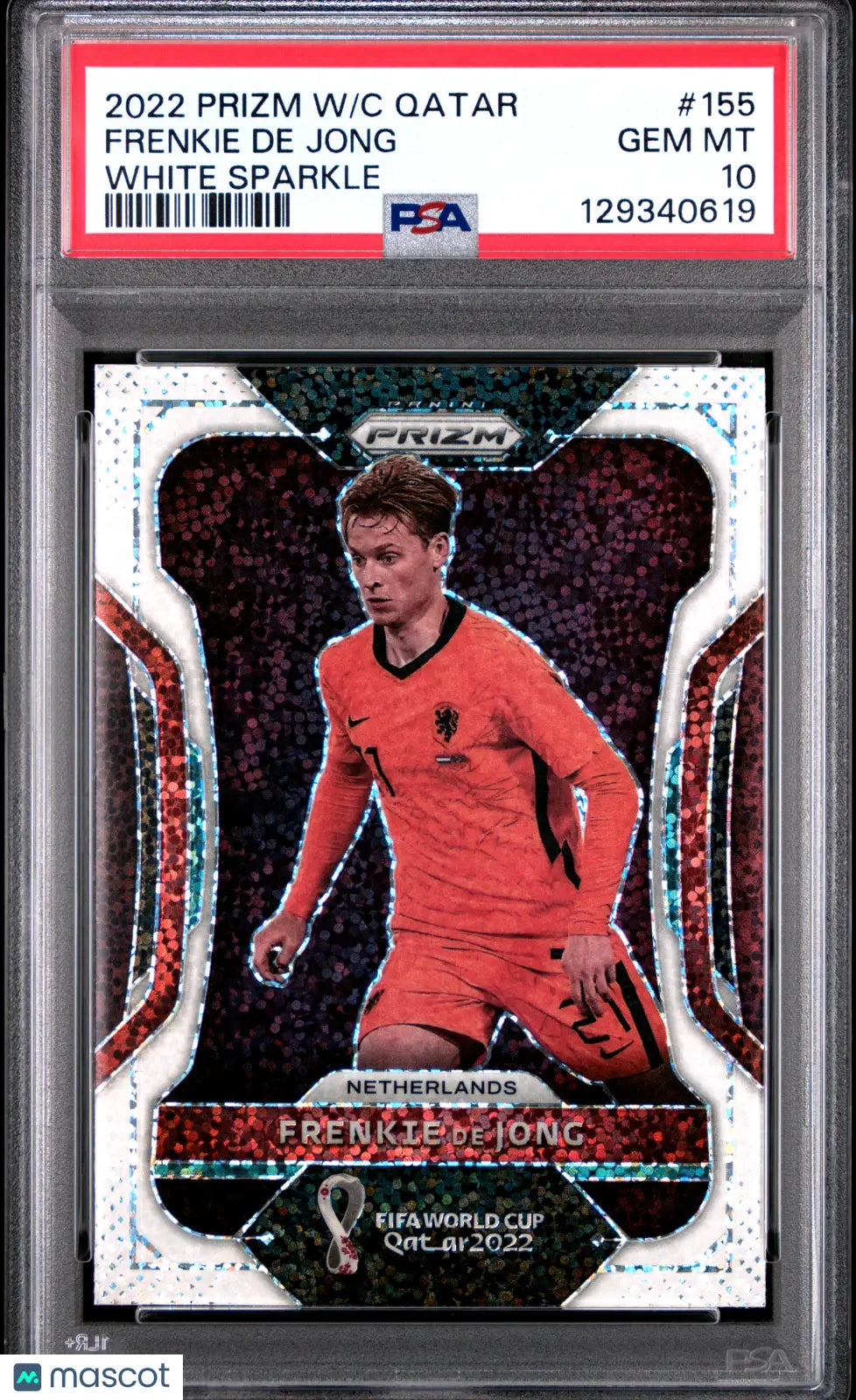 2022 Panini Prizm World Cup Qatar Frenkie De Jong #155 White Sparkle PSA 10 