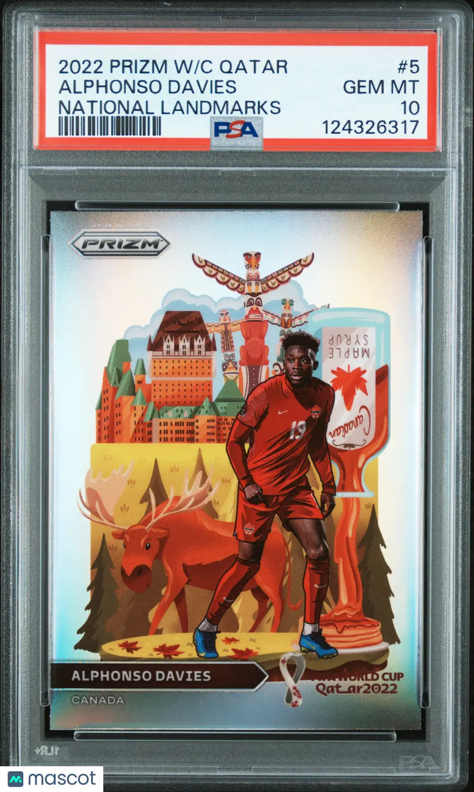 2022 Panini Prizm World Cup Qatar National Landmarks Alphonso Davies #5 PSA 10 