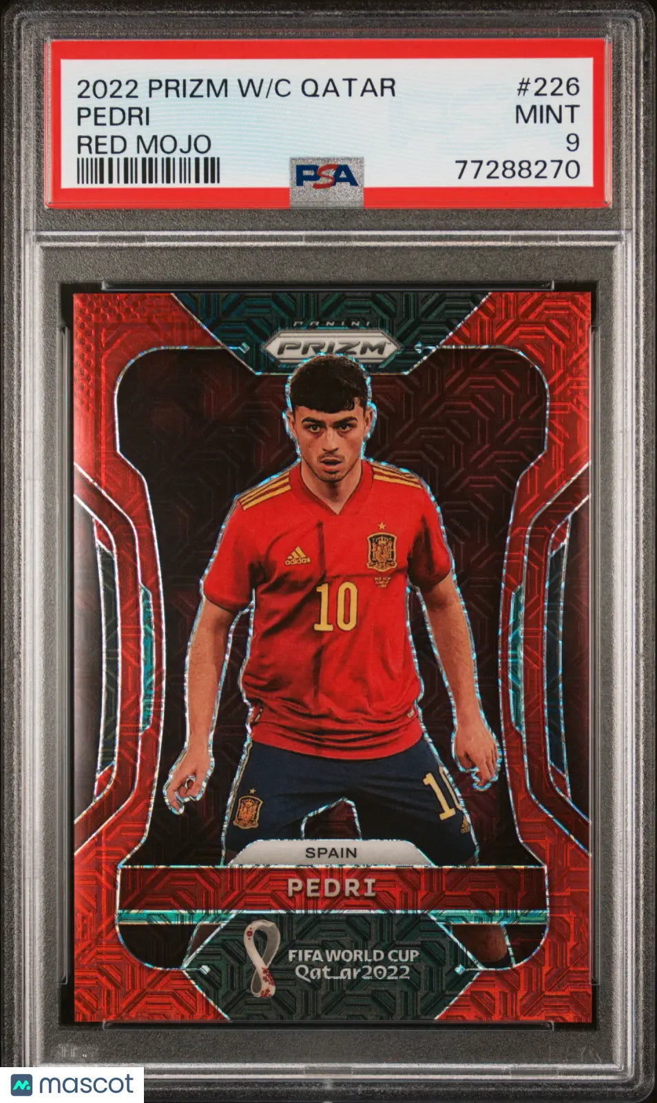 2022 Panini Prizm World Cup Qatar Pedri #226 Red Mojo PSA 9 
