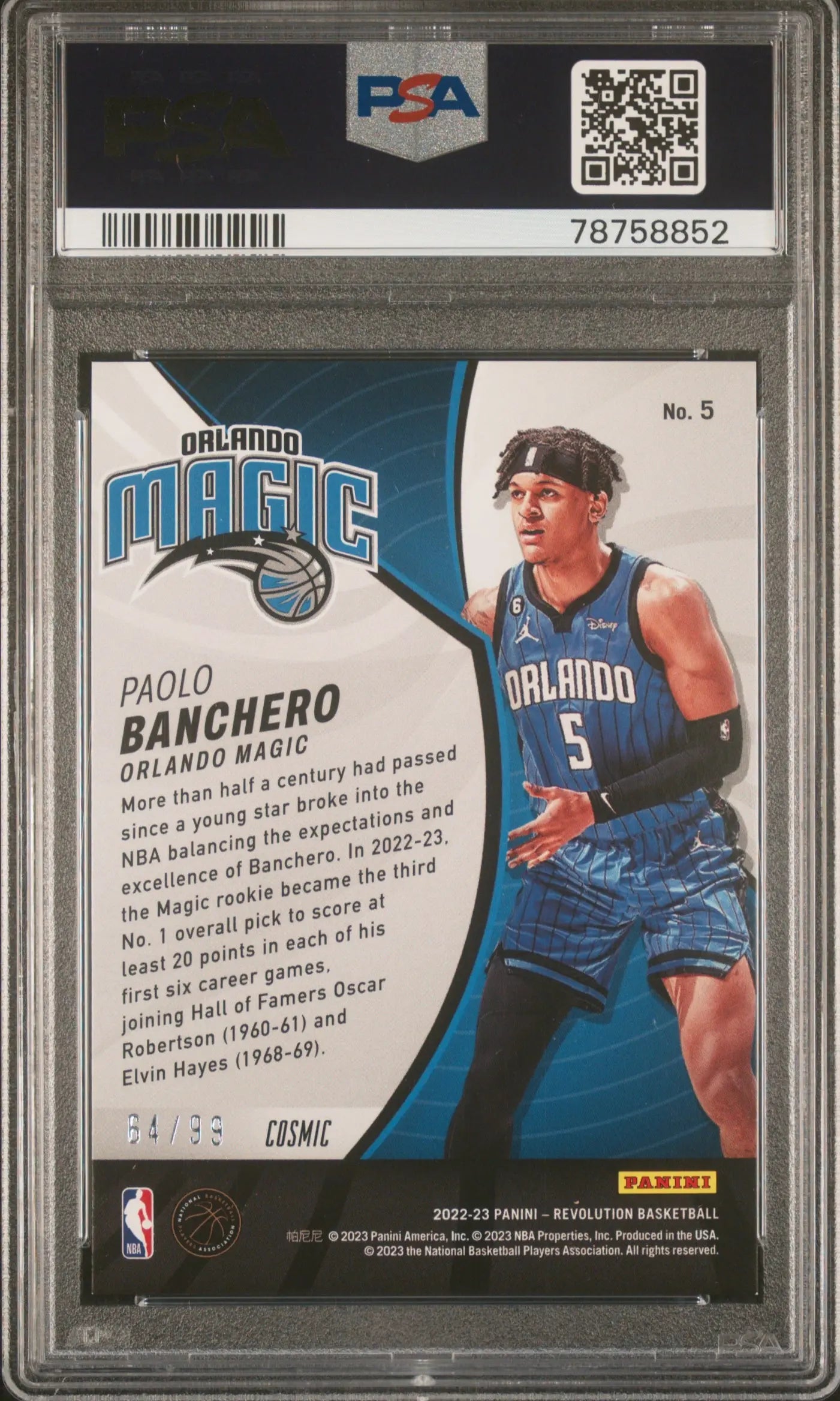 2022 Panini Revolution Rookie Revolution Paolo Banchero #5 Cosmic PSA 9 