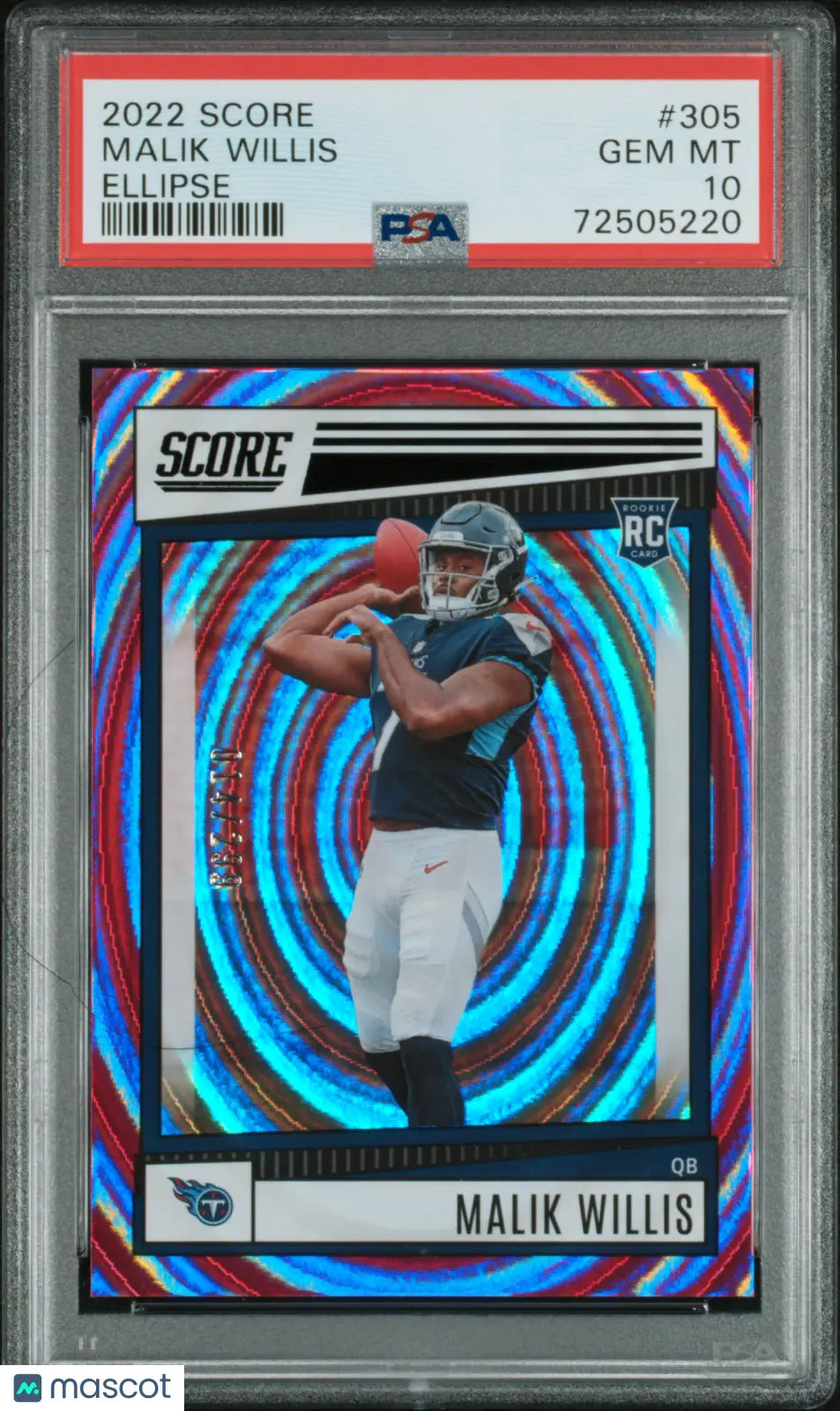 2022 Panini Score Football Malik Willis RC Rookie Ellipse PSA 10 /299 