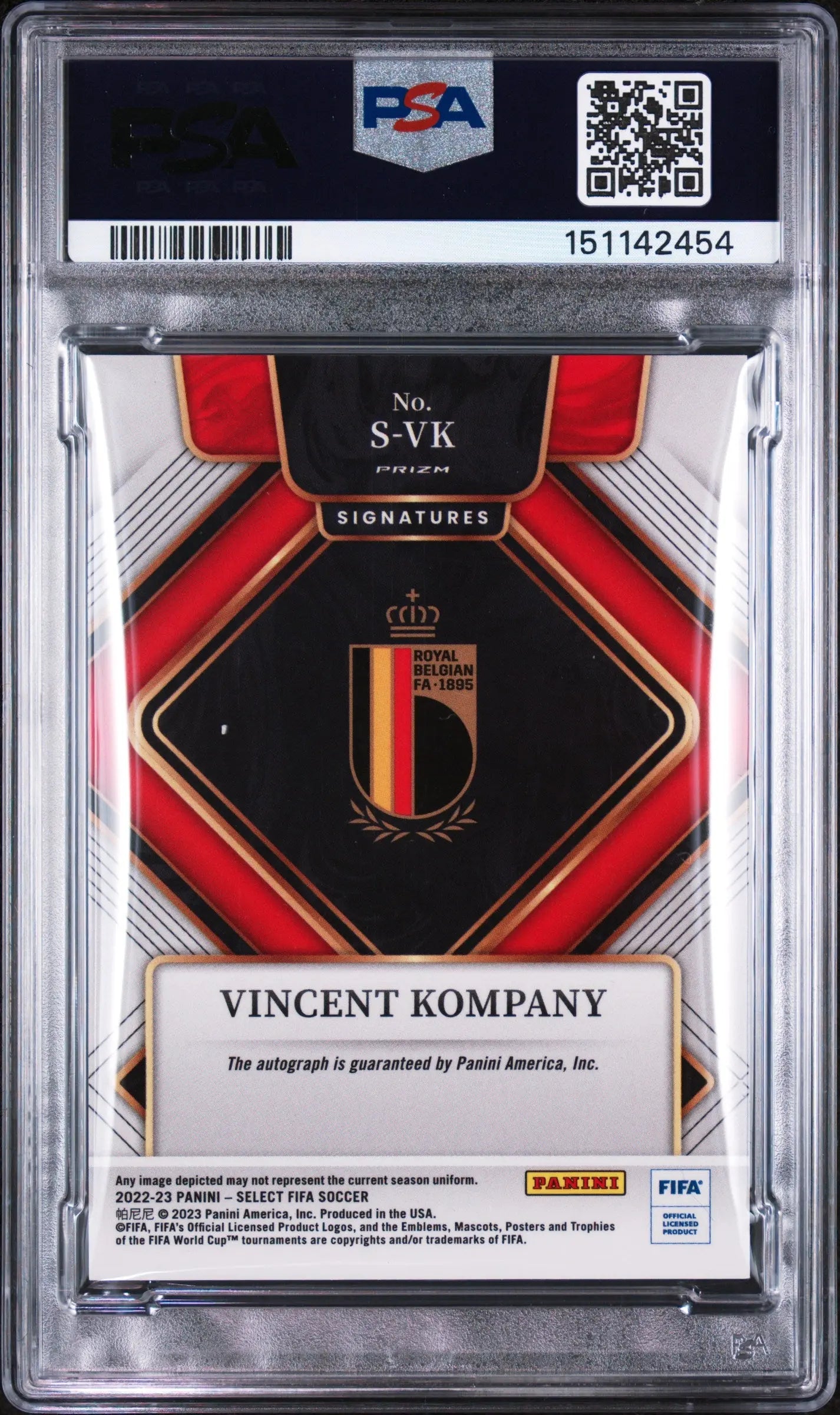 2022 Panini Select FIFA Signatures Autograph Vincent Kompany Auto PSA 9 