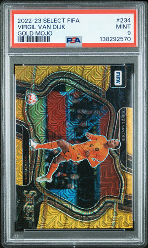 2022 Panini Select FIFA Virgil Van Dijk Gold Mojo /10 PSA 9 