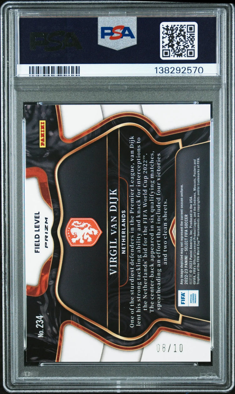 2022 Panini Select FIFA Virgil Van Dijk Gold Mojo /10 PSA 9 