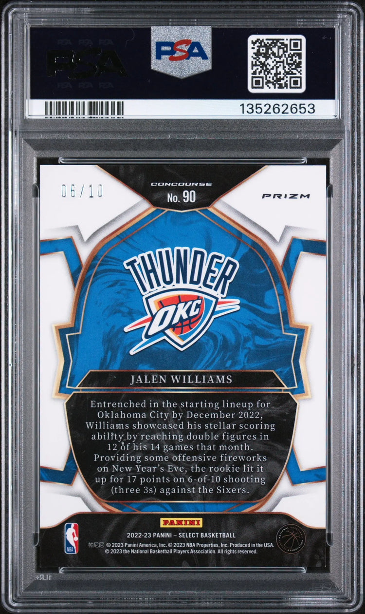 2022 Panini Select Jalen Williams RC Rookie #90 Gold Wave PSA 9 