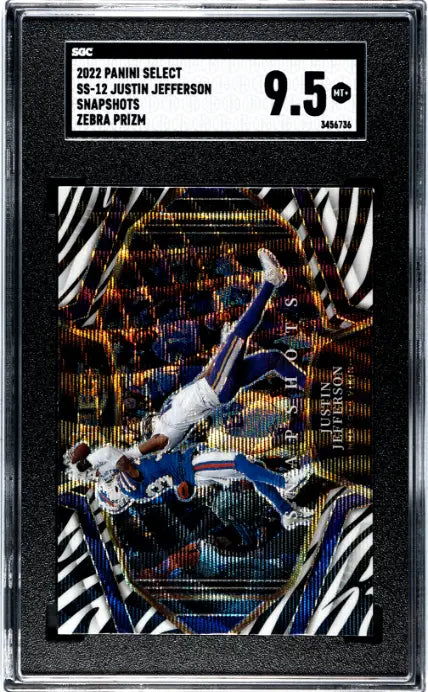 2022 Panini Select Justin Jefferson Snapshots Zebra Prizm SGC 9.5 