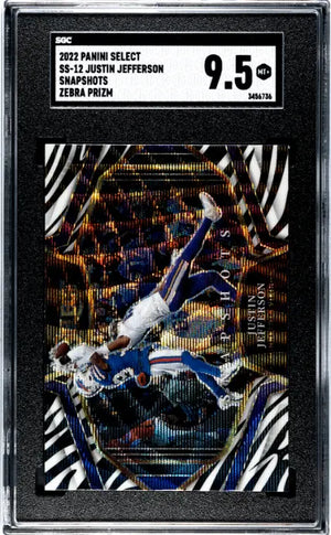 2022 Panini Select Justin Jefferson Snapshots Zebra Prizm SGC 9.5 