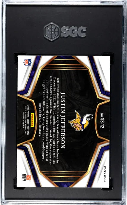2022 Panini Select Justin Jefferson Snapshots Zebra Prizm SGC 9.5 