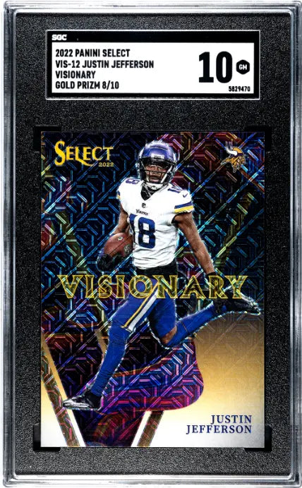 2022 Panini Select Justin Jefferson Visionary Gold Prizm /10 SGC 10 