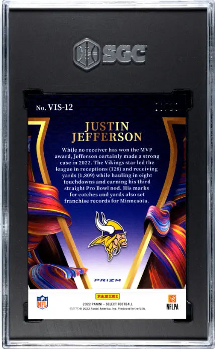 2022 Panini Select Justin Jefferson Visionary Gold Prizm /10 SGC 10 