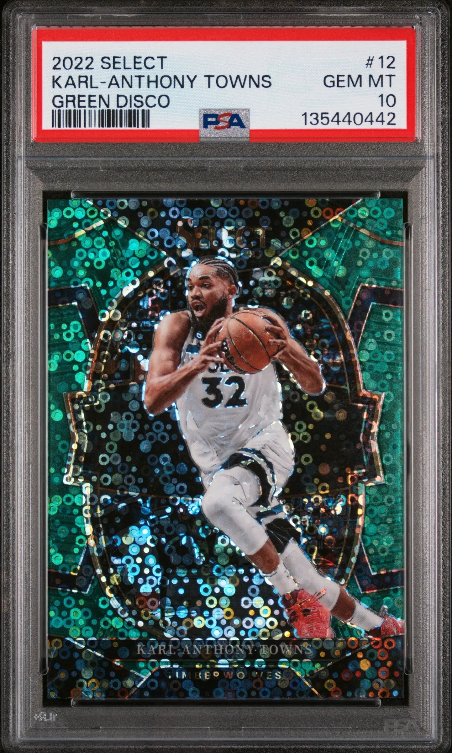 2022 Panini Select Karl-Anthony Towns Green Disco /5 PSA 10 