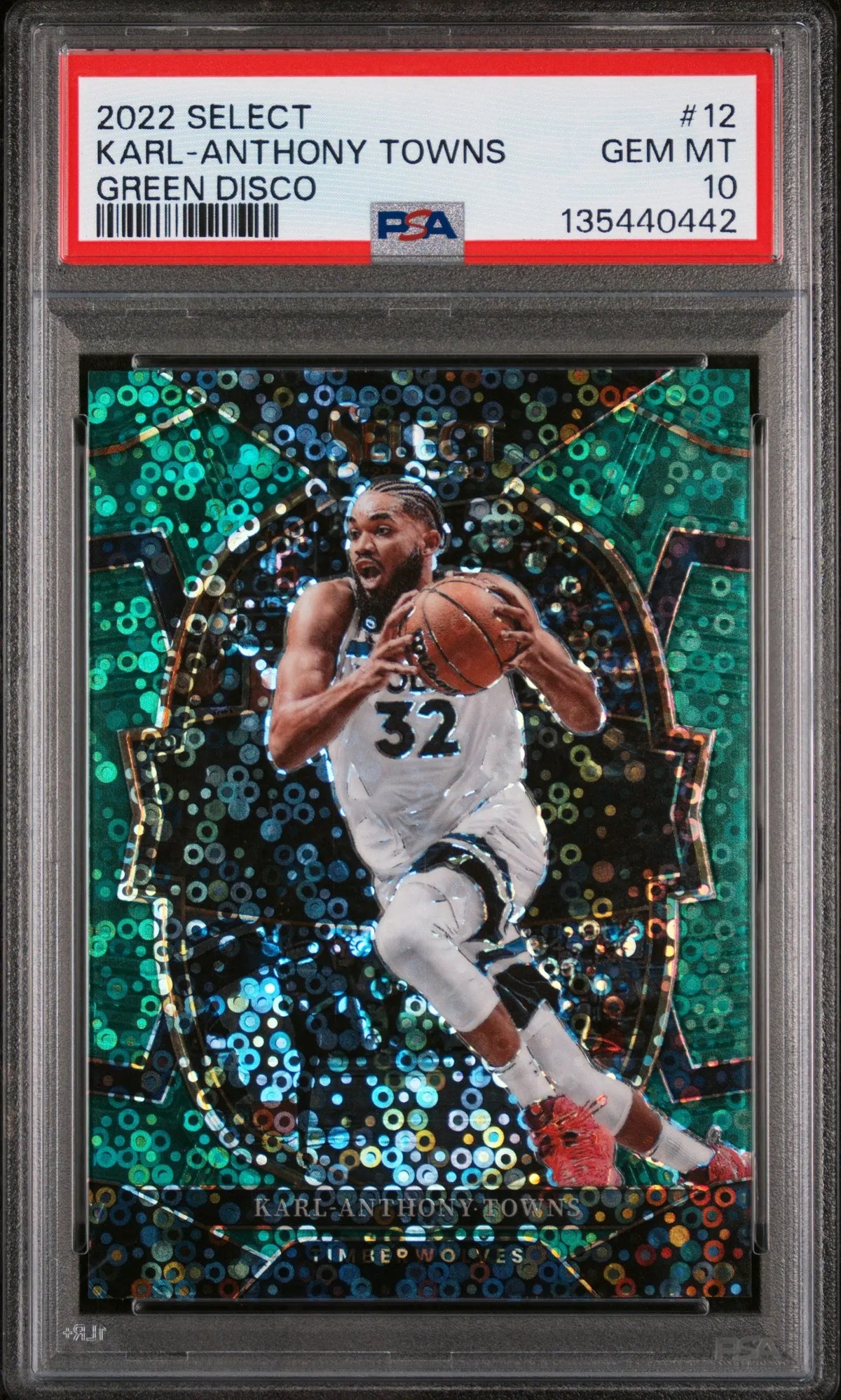 2022 Panini Select Karl-Anthony Towns Green Disco /5 PSA 10 