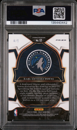 2022 Panini Select Karl-Anthony Towns Green Disco /5 PSA 10 