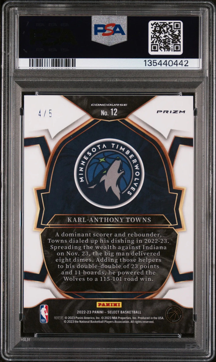 2022 Panini Select Karl-Anthony Towns Green Disco /5 PSA 10 