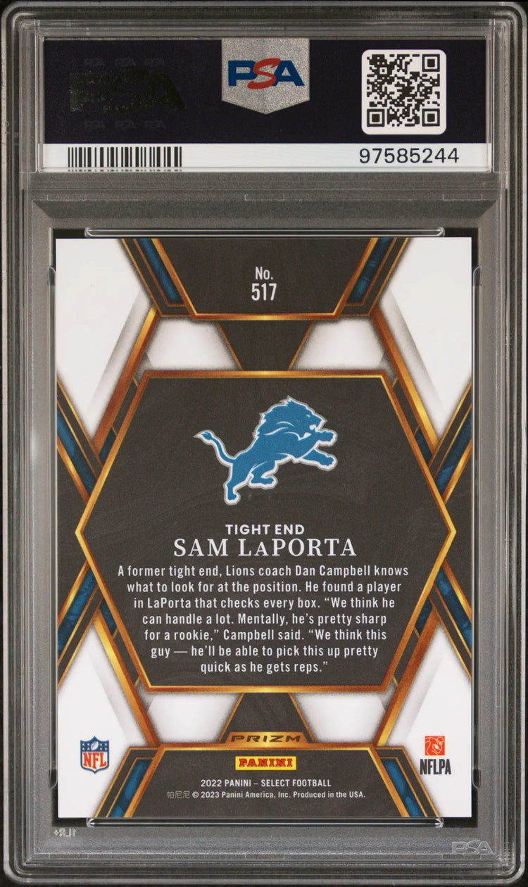 2022 Panini Select Sam Laporta XRC Rookie #517 PSA 10 
