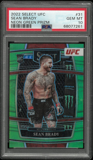 2022 Panini Select UFC Sean Brady #31 Neon Green Prizm PSA 10 