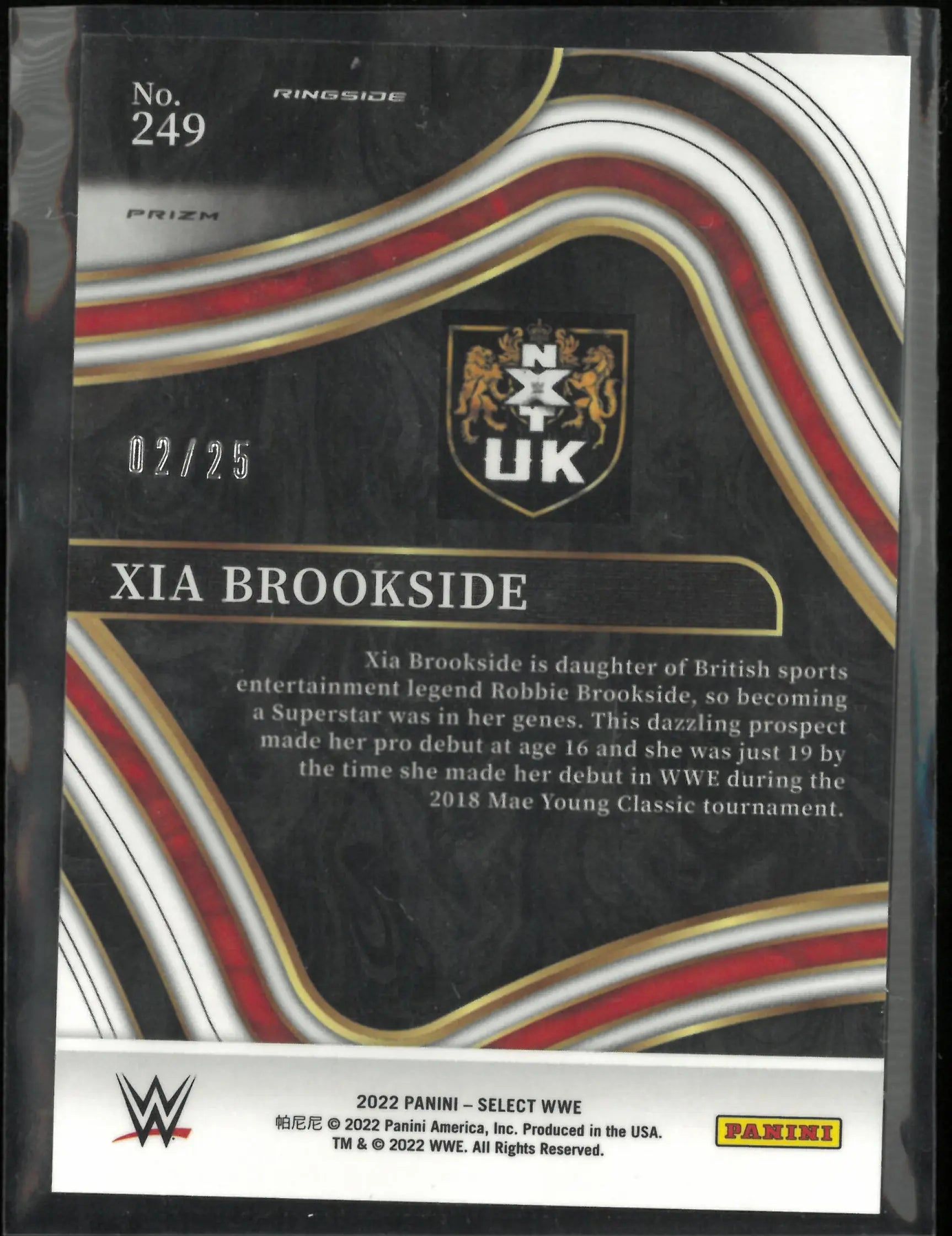 2022 Panini Select WWE Ringside NXT UK XIA Brookside /25 