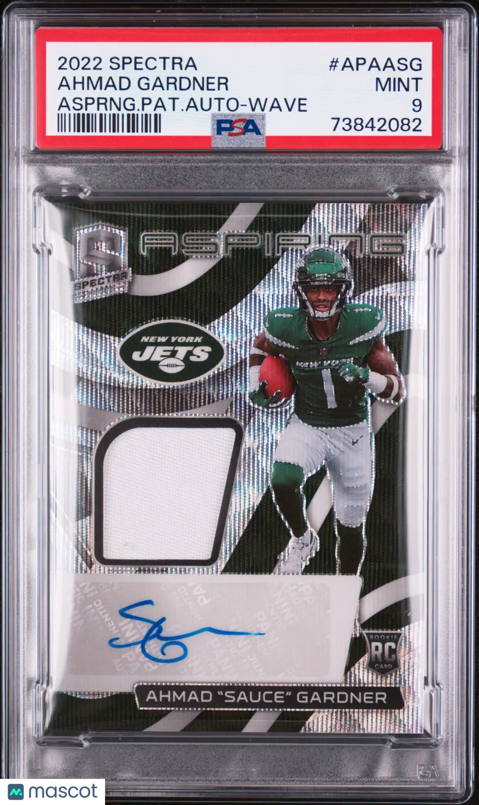 2022 Panini Spectra Aspiring Rookie Patch Autographs Sauce Gardner Wave/25 PSA 9 