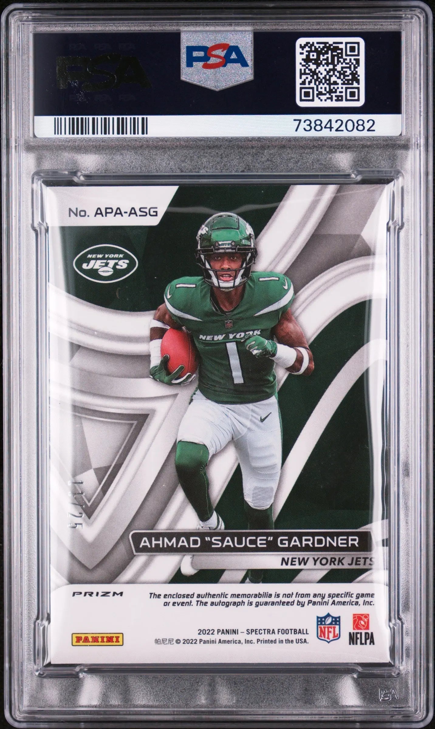 2022 Panini Spectra Aspiring Rookie Patch Autographs Sauce Gardner Wave/25 PSA 9 