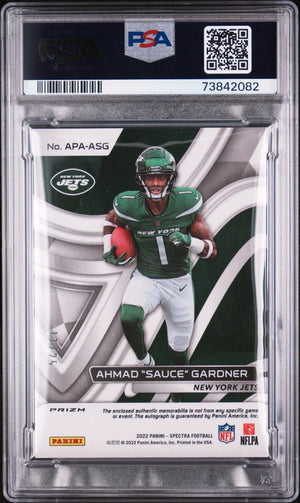 2022 Panini Spectra Aspiring Rookie Patch Autographs Sauce Gardner Wave/25 PSA 9 