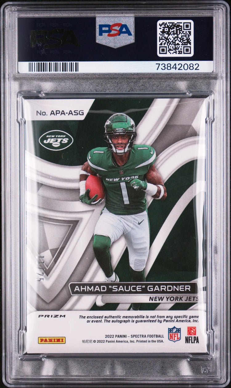 2022 Panini Spectra Aspiring Rookie Patch Autographs Sauce Gardner Wave/25 PSA 9 