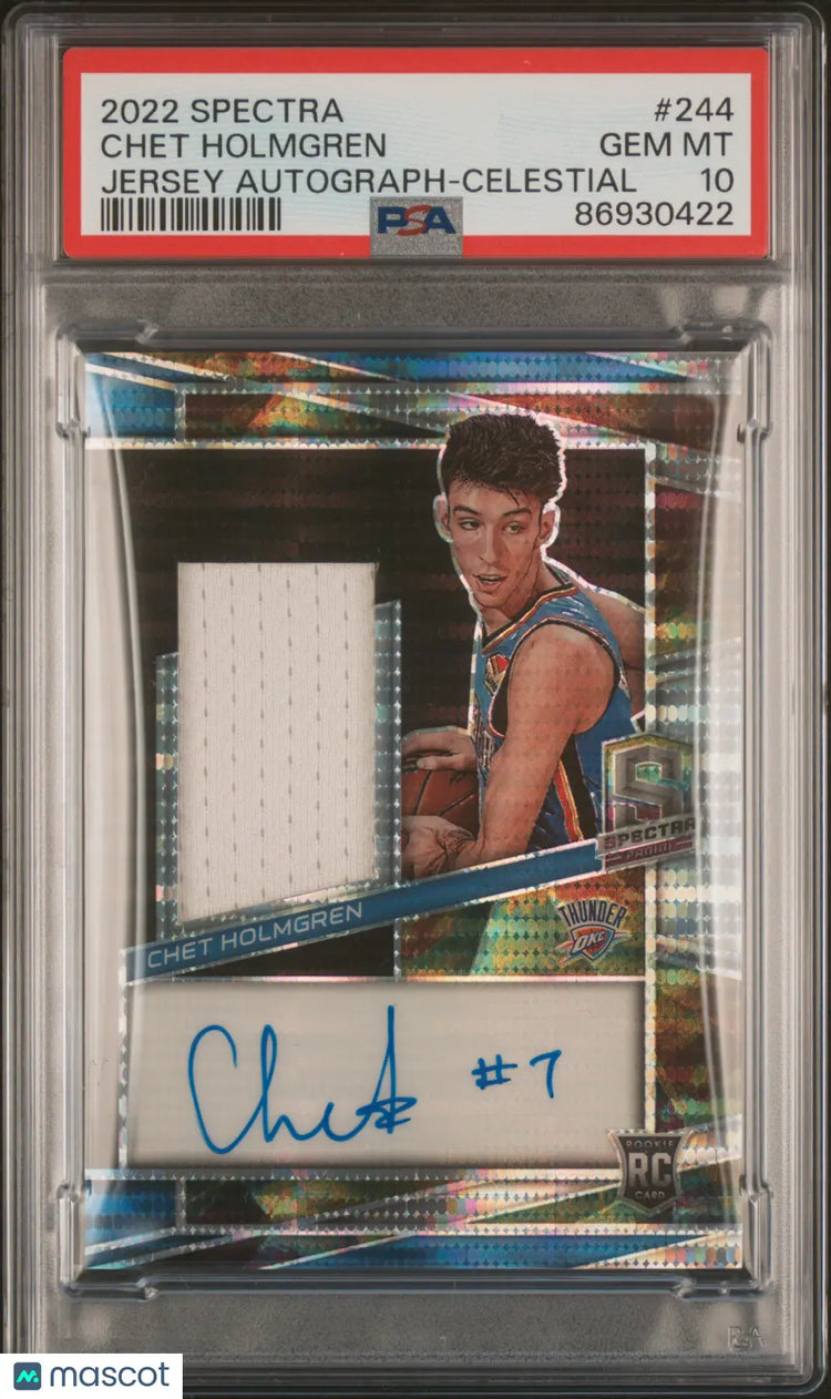 2022 Panini Spectra Basketball Chet Holmgren RC Jersey Auto Celestial PSA 10 /99 
