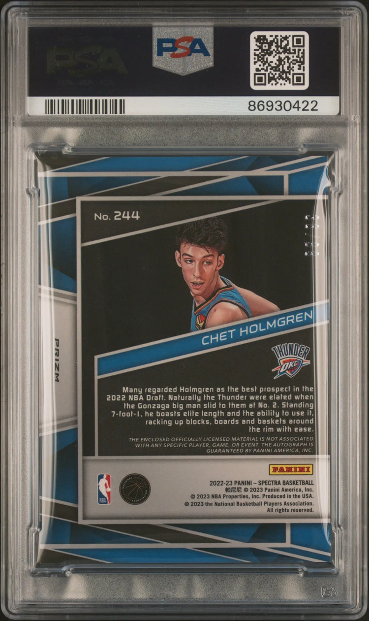 2022 Panini Spectra Basketball Chet Holmgren RC Jersey Auto Celestial PSA 10 /99 
