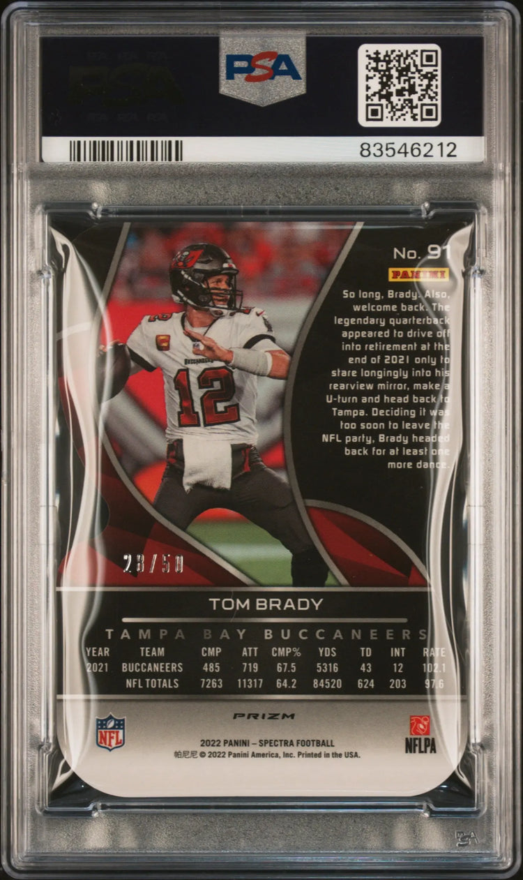 2022 Panini Spectra Football Tom Brady Neon Blue Die Cut PSA 9 /50 