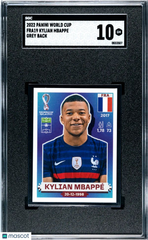 2022 Panini World Cup Kylian Mbappe #FRA19 Grey Back SGC 10 Sticker 
