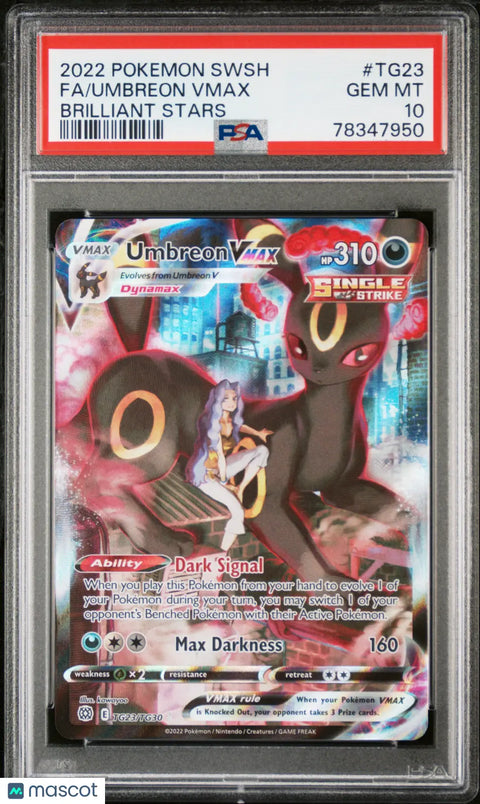 2022 Pokémon Brilliant Stars Umbreon Vmax Fa TG23 - PSA 10 Edition