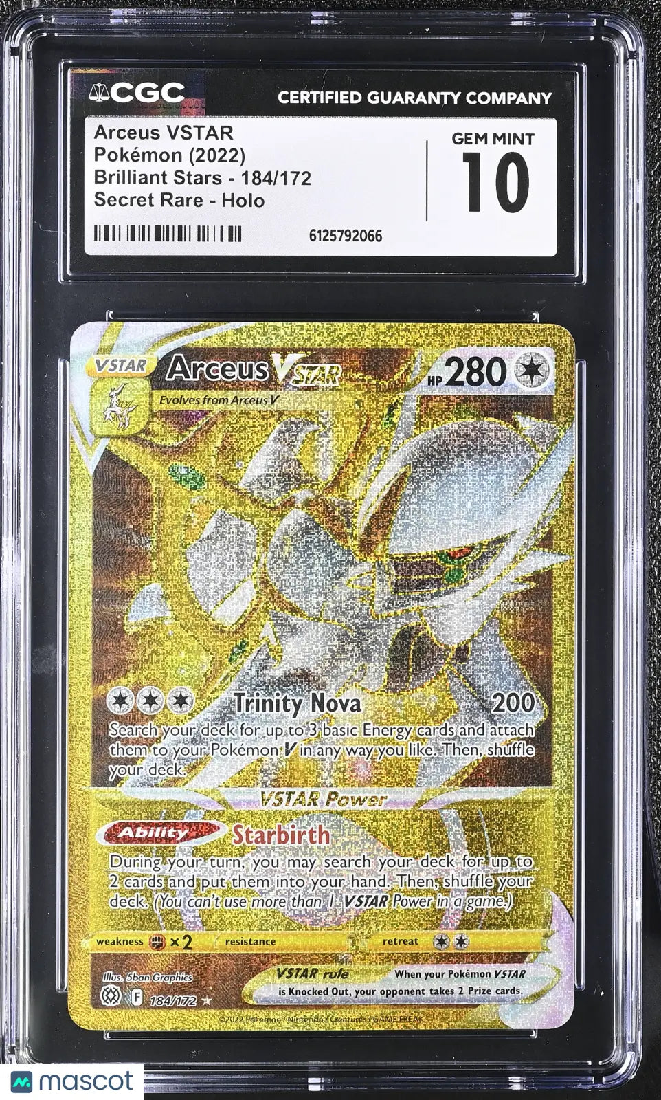 2022 Pokemon Brilliant Stars Arceus VSTAR Holo Secret Rare Secret Rare CGC 10 