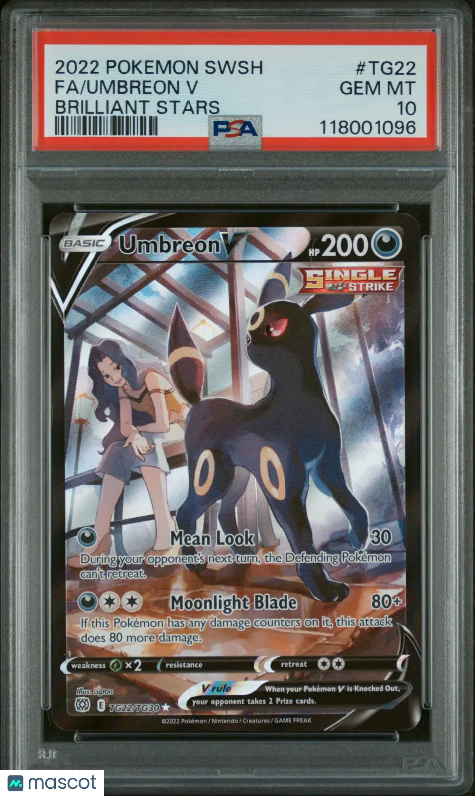 2022 Pokemon Brilliant Stars Trainer Gallery Ultra Rare Umbreon V #TG22 PSA 10 