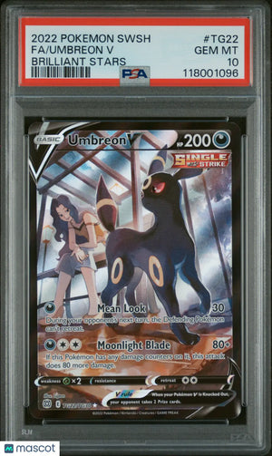 2022 Pokemon Brilliant Stars Trainer Gallery Ultra Rare Umbreon V #TG22 PSA 10 