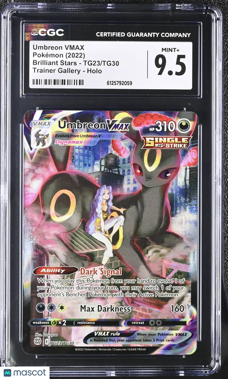 2022 Pokemon Brilliant Stars Umbreon VMAX Holo CGC 9.5 #TG23/TG30 