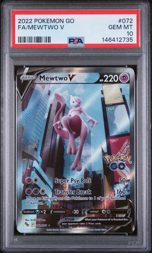 2022 Pokemon Go Mewtwo V Full Art PSA 10 72/78 