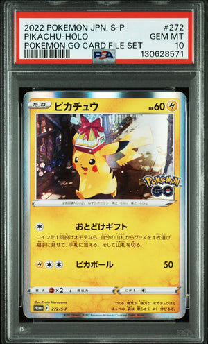 2022 Pokemon Japanese  Promo Pikachu Holo  Pokemon Go Card File 272/S-P PSA 10 