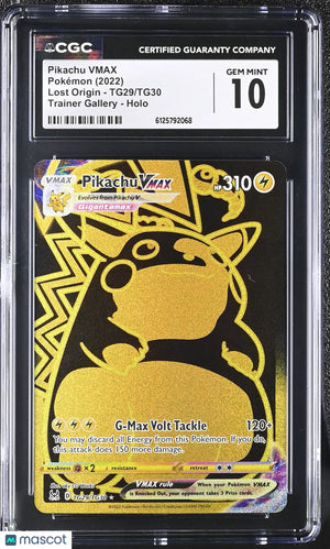 2022 Pokemon Lost Origin Pikachu VMAX Holo CGC 10 #TG29/TG30 
