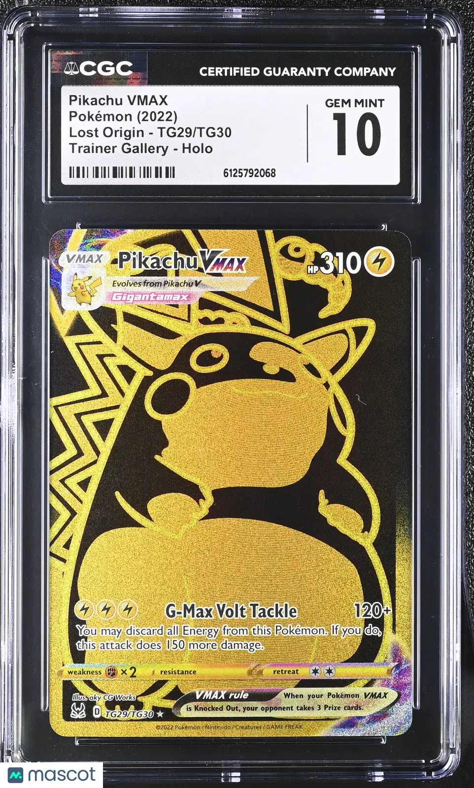 2022 Pokemon Lost Origin Pikachu VMAX Holo CGC 10 #TG29/TG30 