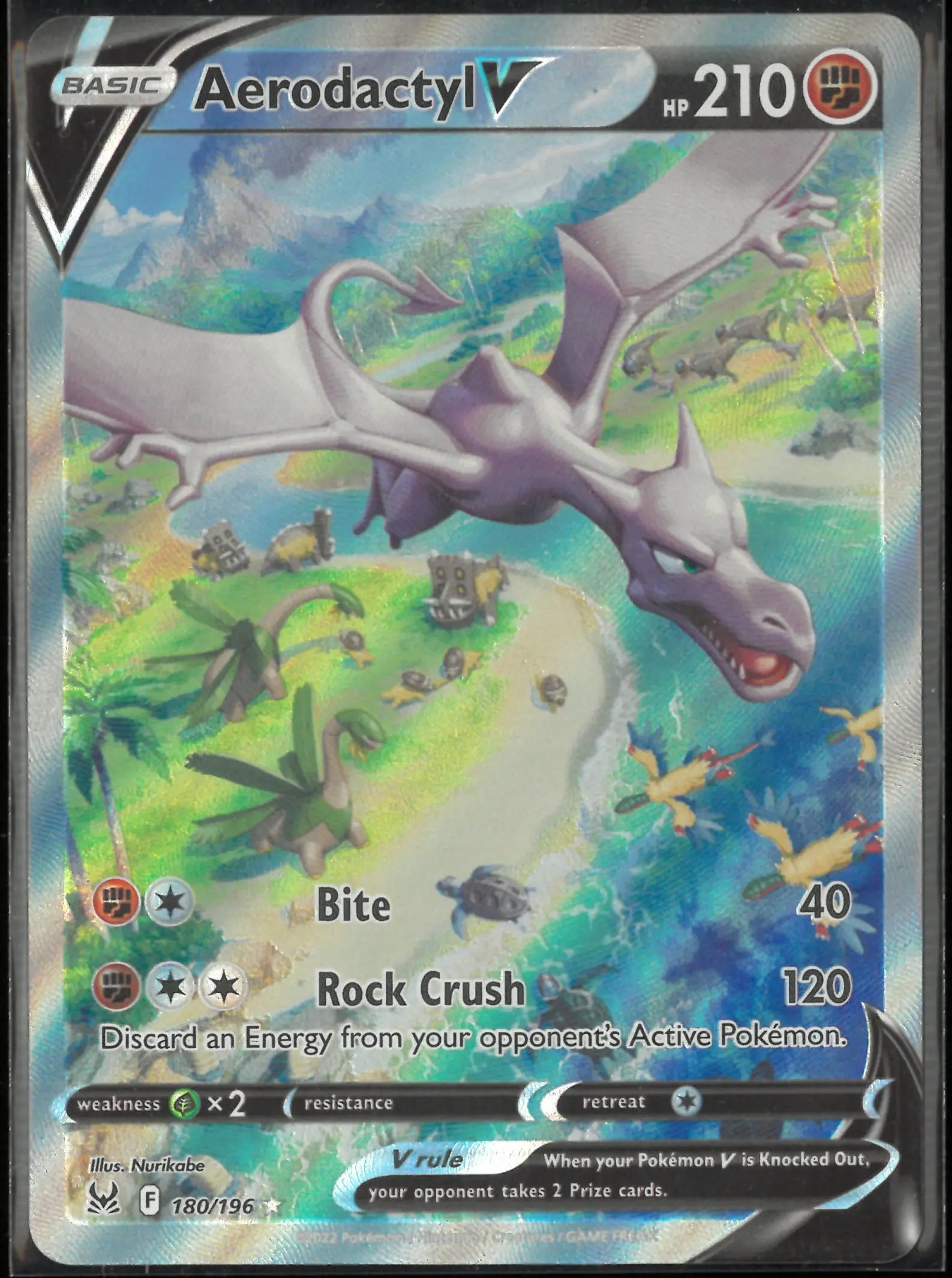 2022 Pokemon Lost Origin Secret Rare Alternate Full Art Aerodactyl V 180/196 