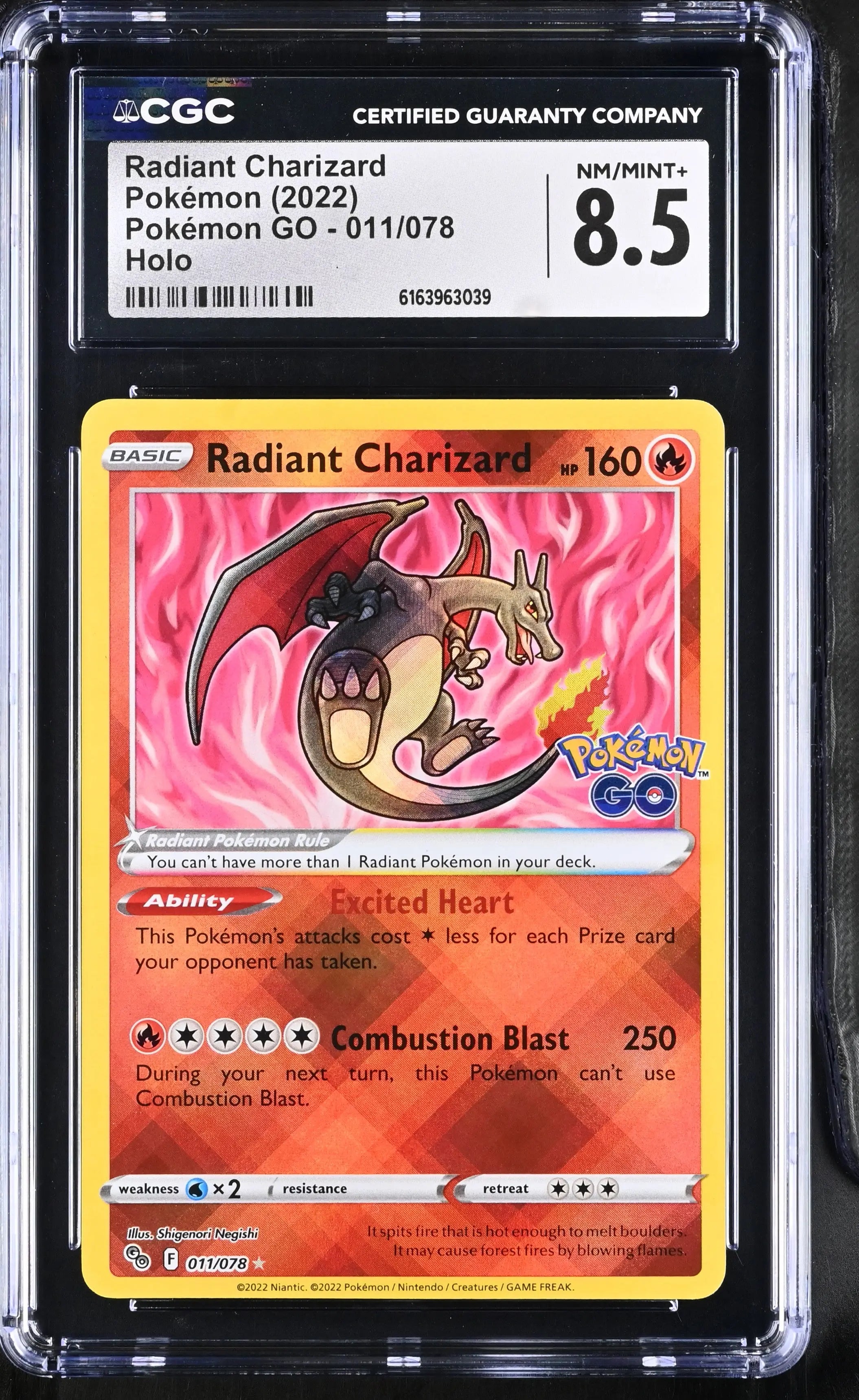 2022 Pokemon Pokemon GO Radiant Charizard 011/078 CGC 8.5 