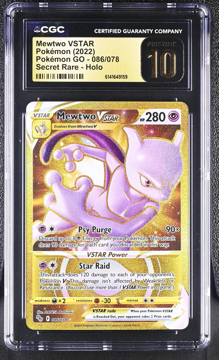 2022 Pokemon Pokemon Go Mewtwo VSTAR Holo Secret Rare 086/078 CGC 10