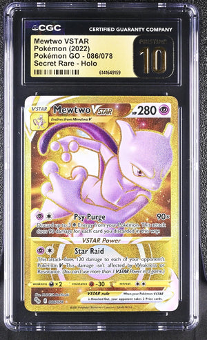 2022 Pokemon Pokemon Go Mewtwo VSTAR Holo Secret Rare 086/078 CGC 10 