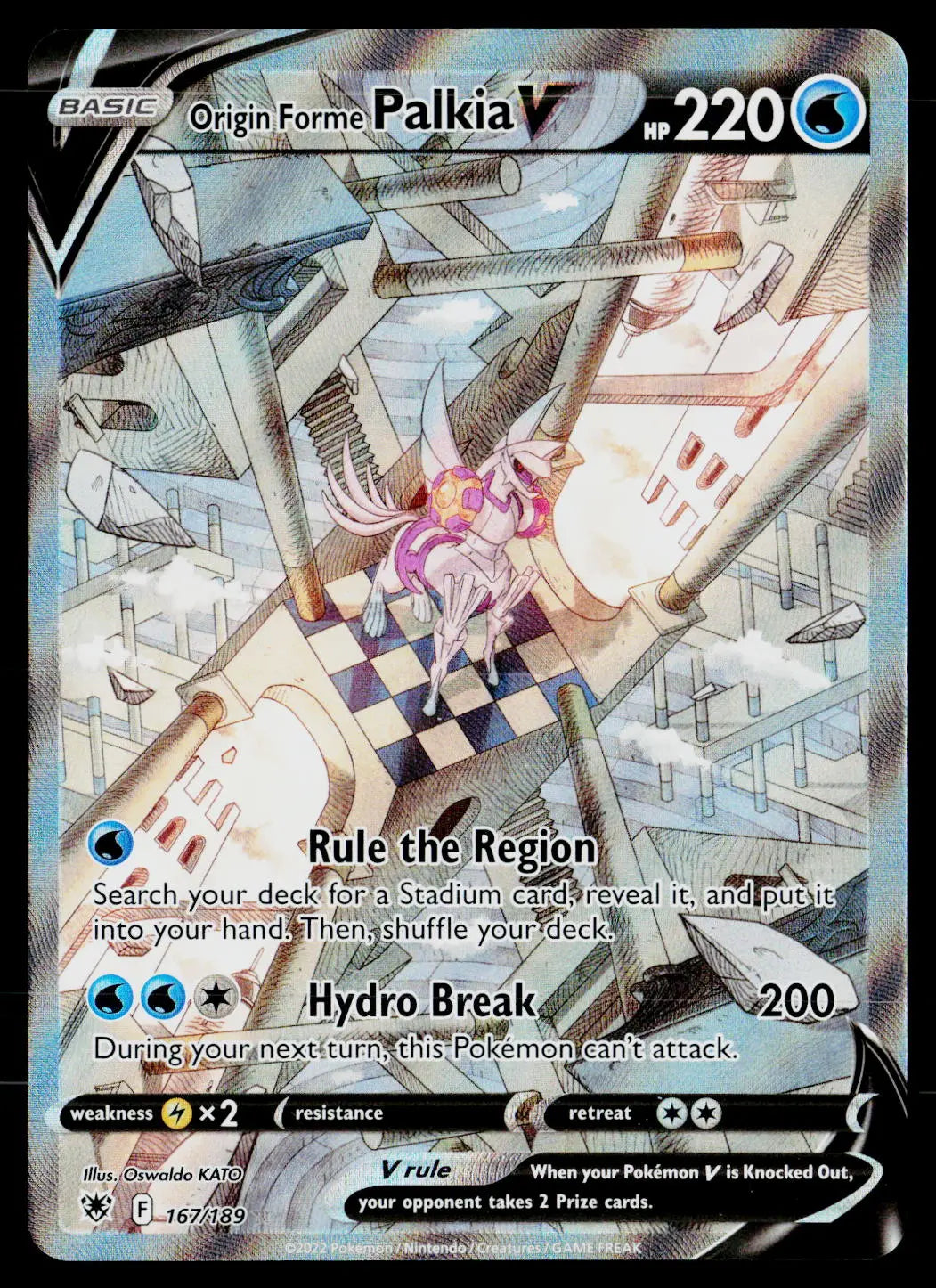 2022 Pokemon SWSH Astral Radiance 167/189 Origin Forme Palkia V Alt Full Art 