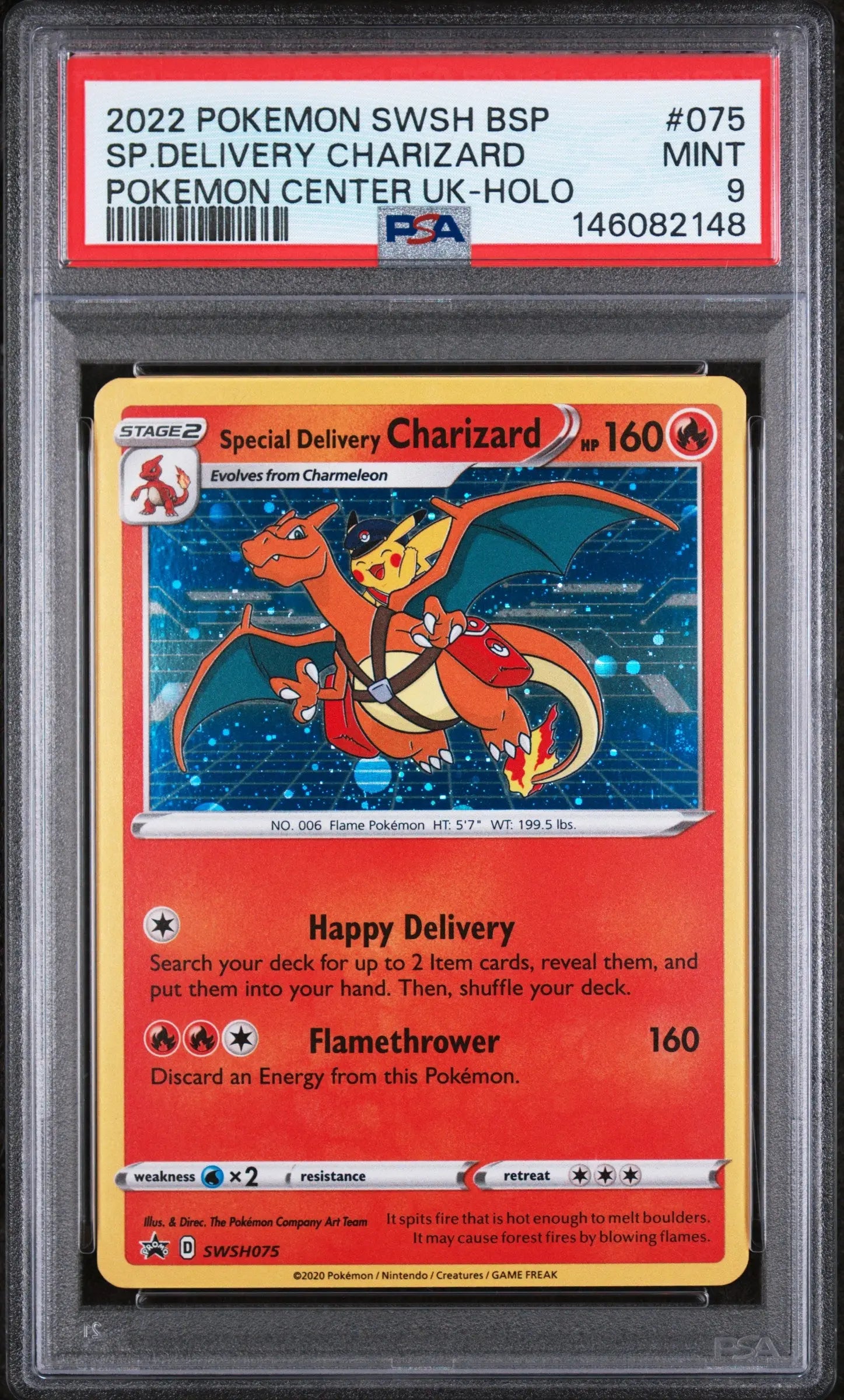2022 Pokemon SWSH BSP Special Delivery Charizard Pokemon Center UK-Holo PSA 9 