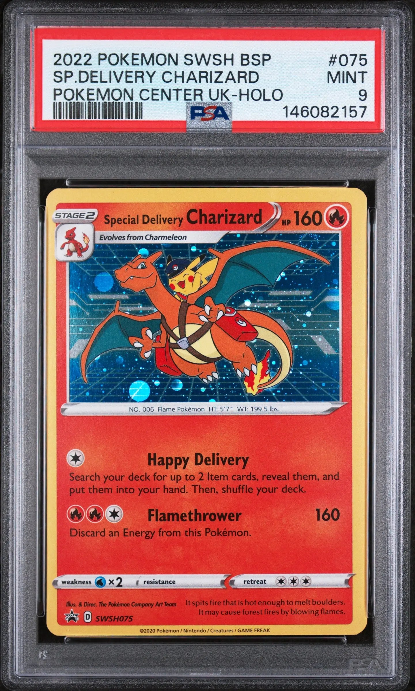 2022 Pokemon SWSH BSP Special Delivery Charizard Pokemon Center Uk-Holo PSA 9 