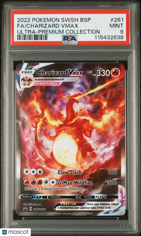 2022 Pokemon SWSH Black Star Promo: Charizard Vmax Fa #261, PSA 9 Card