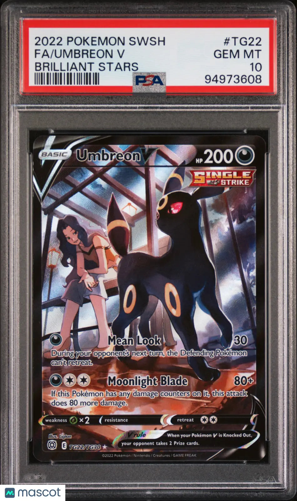 2022 Pokemon SWSH Brilliant Stars Umbreon V Full Art PSA 10 #TG22 